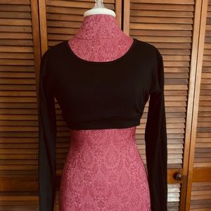 Black Long Sleeve Crop Top - Workout